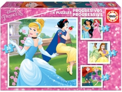 Puzzle EDUCA 4x Puzzle Progresivo Princesas Disney 12-25 (Edad Mínima: 3 Años - 25 Piezas)