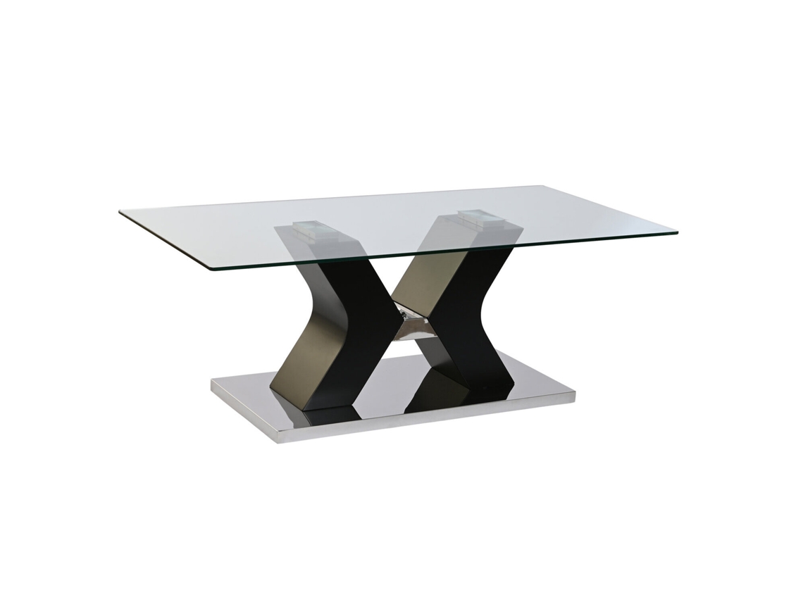 Mesa Centro Cristal Templado Mdf Negro 120x60x45cm