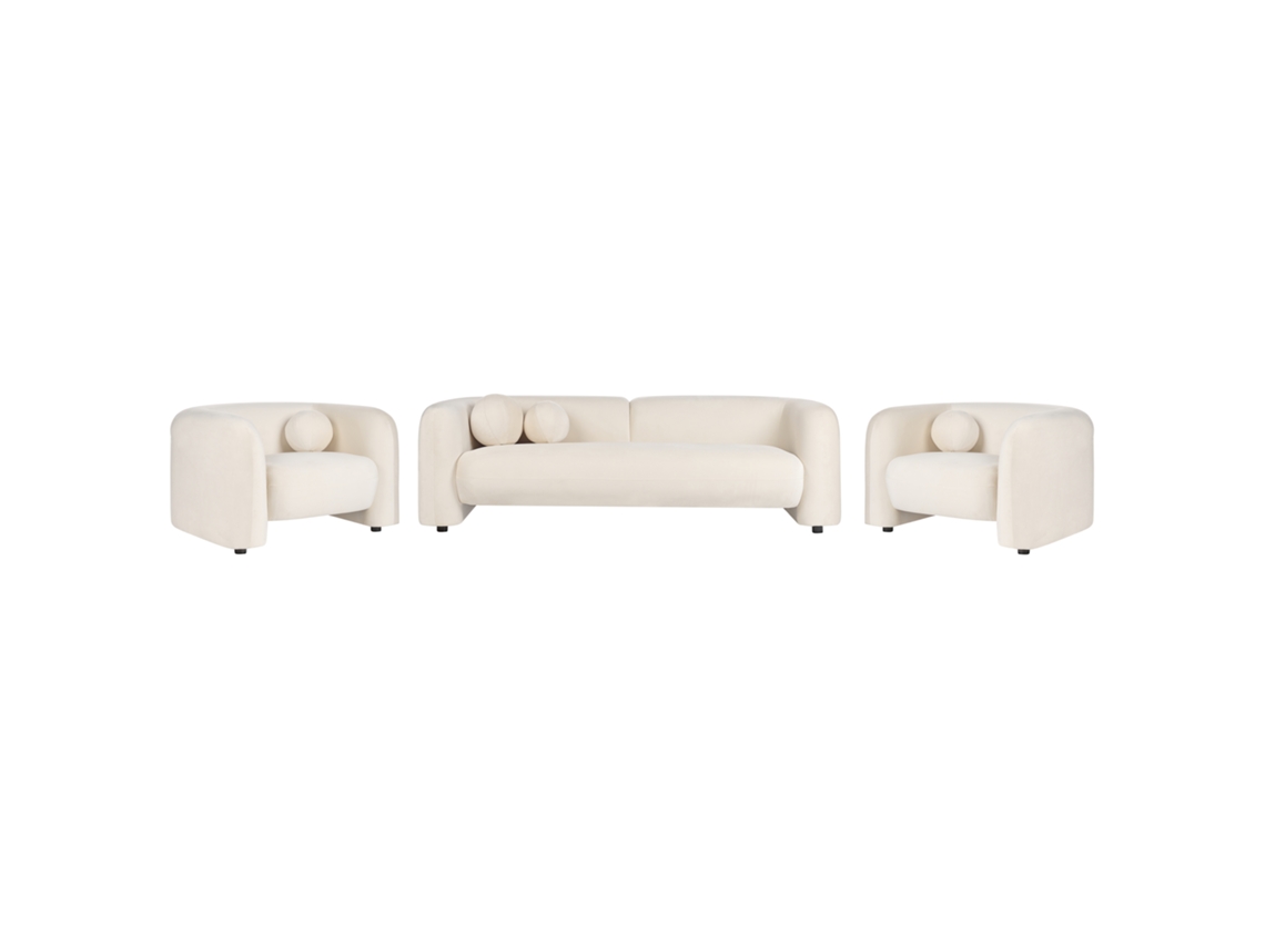 BELIANI Leiren Conjunto de Salón de Diseño Clásico en Terciopelo Blanco 224X83X73