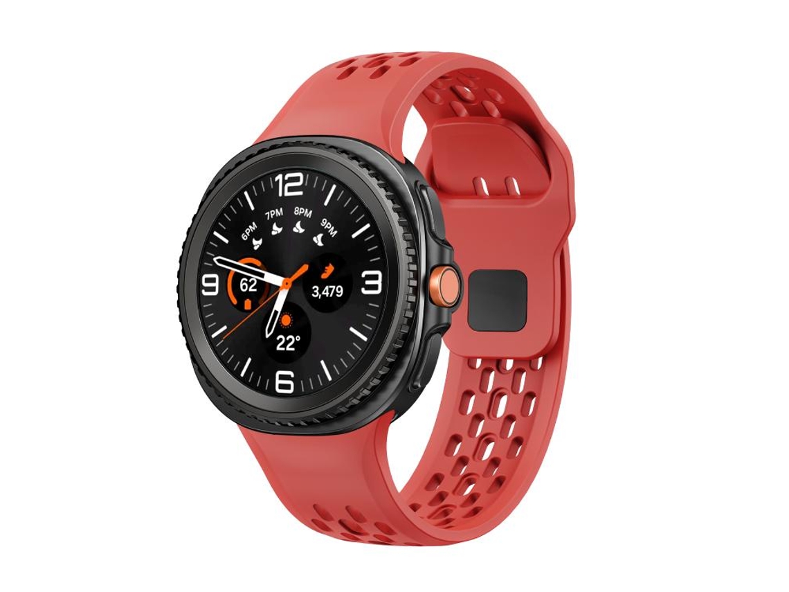 Pulsera para Samsung Galaxy Watch 8 / 8 Classic - Silicona con hebilla invertida, negra, estilo clásico - Roja
