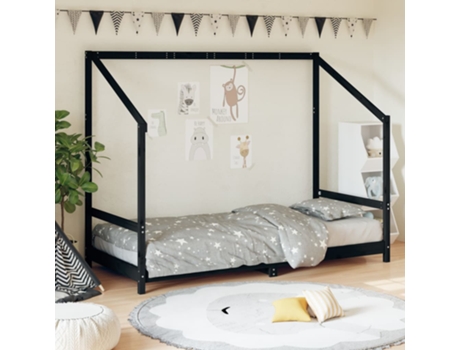 MAISON EXCLUSIVE - Estructura de cama para niños madera de pino negro 90x190 cm