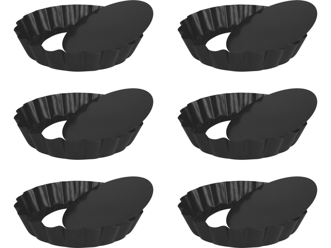 Moldes Para Mini Quiches, De Metal, Juego De 6, 10 Cm De Diámetro, Gris Oscuro.