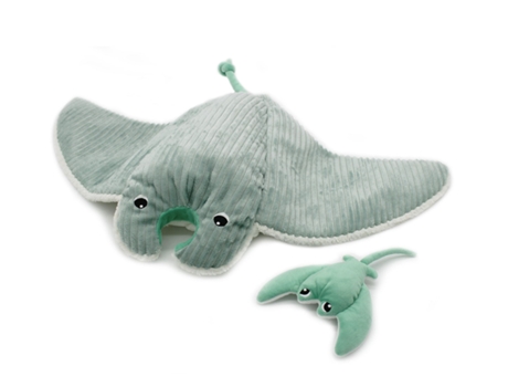 Peluche LES DÉGLINGOS Ptipotos Manta Ray Mamá y Bebé Menta