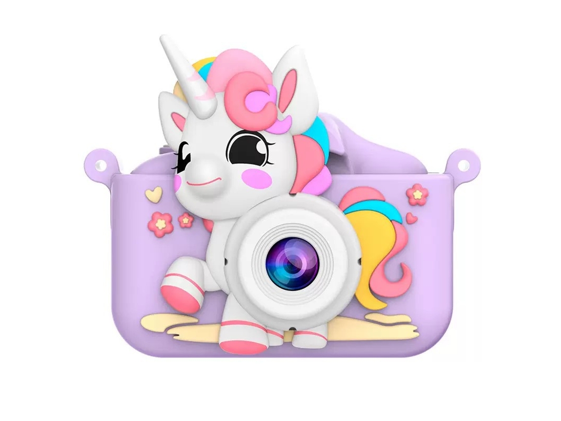 Cámara infantil Gertiz Unicorn con pantalla IPS de 2.0 pulgadas y cámaras duales, grabación de video HD de 1080p, color morado