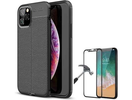 Carcasa + Protector iPhone 11 Pro Max Rugged Leather Negro
