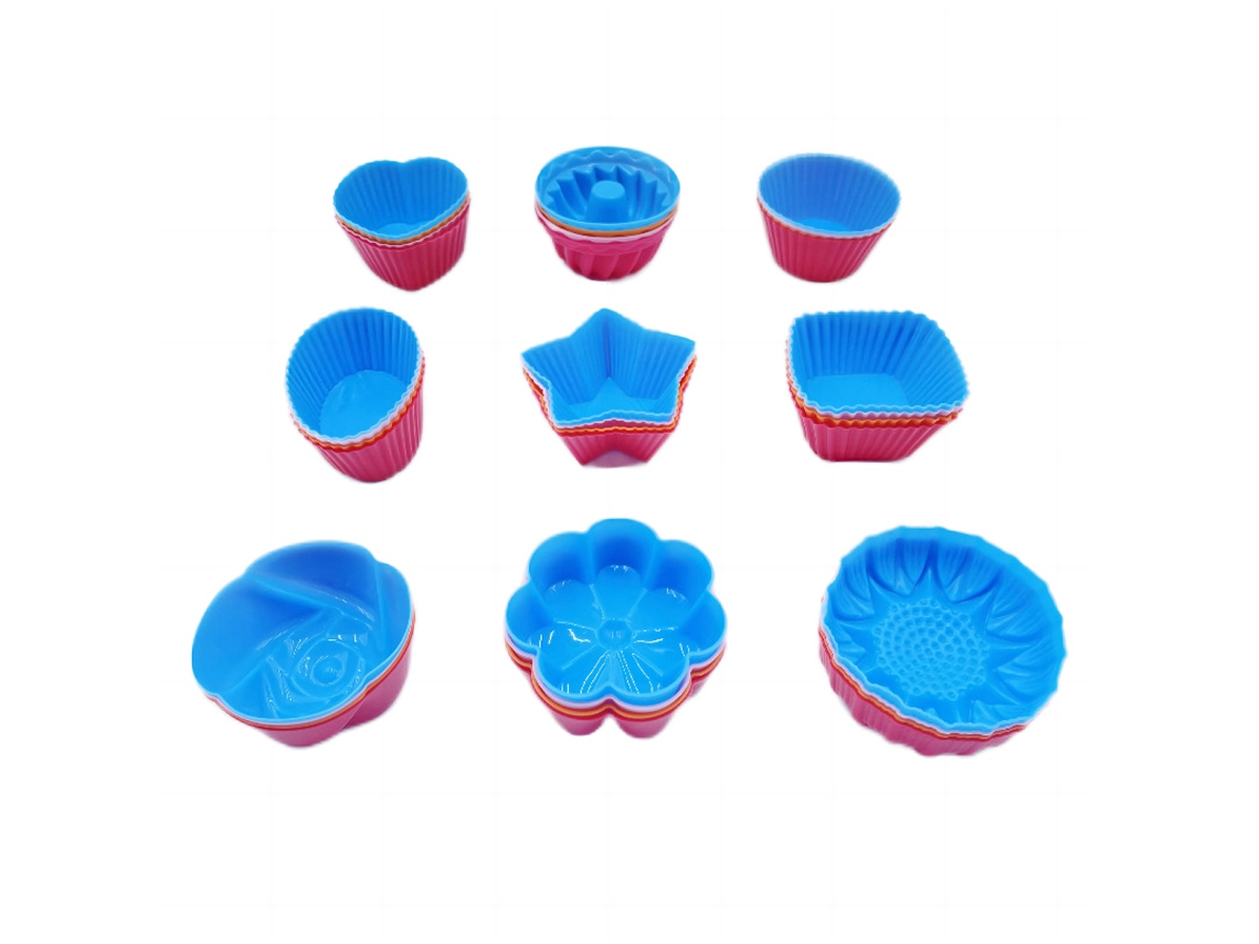 Tazas reutilizables para cupcakes de silicona, grado alimenticio y antiadherentes, juego de moldes NEVEANCE