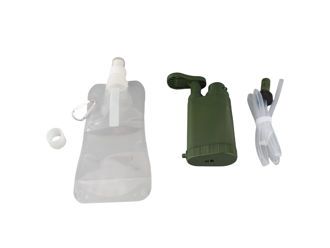 Filtro de agua manual para camping con bolsa, 480 ml