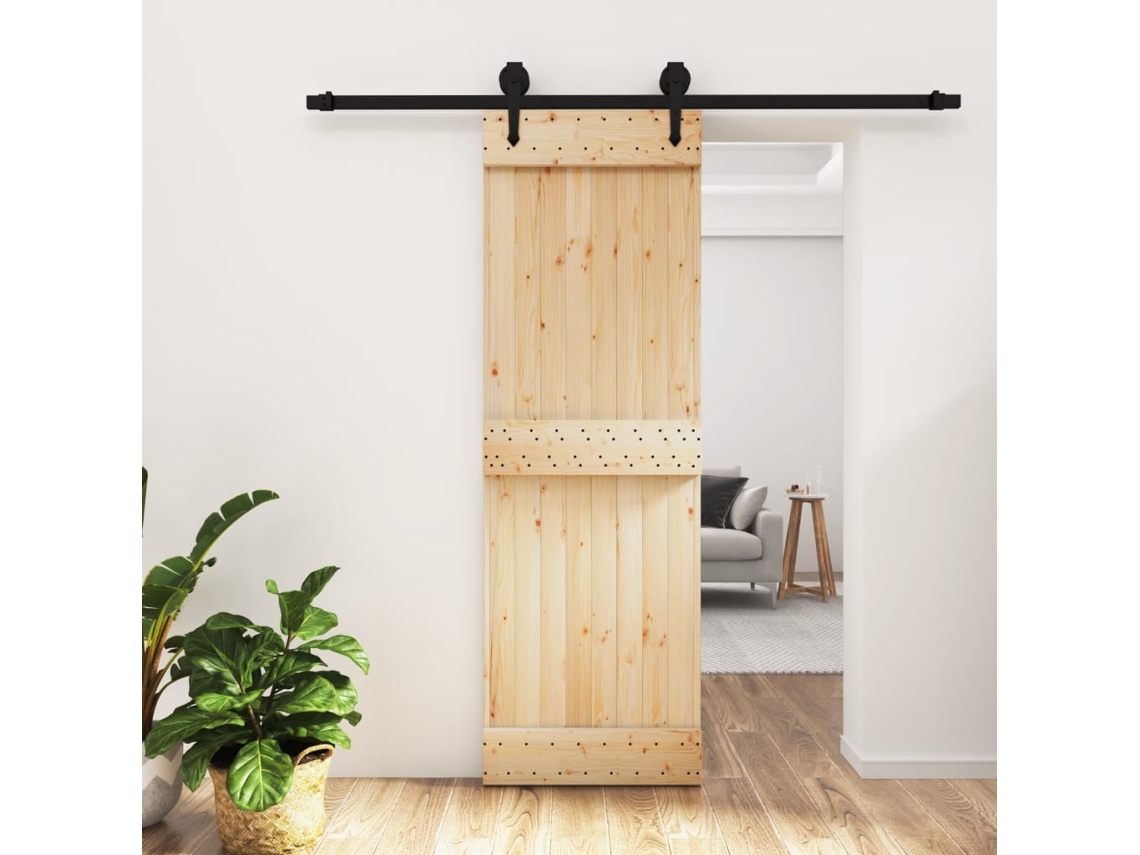 Puerta corredera con herrajes 70x210 cm madera maciza de pino LOVELY HOME