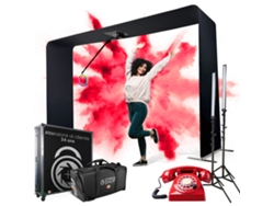 Fotomatón Superior 360, Fotomatón Aéreo 360 Sky - Capacidad +12 personas, Teléfono Audiolibro + 2 Proyectores LED + 2 mandos + Gabinete
