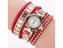 Reloj De Pulsera Zhoulianfa Para Mujer, De Piel Sintética Con Estampado Floral En Capas Y Cristales.