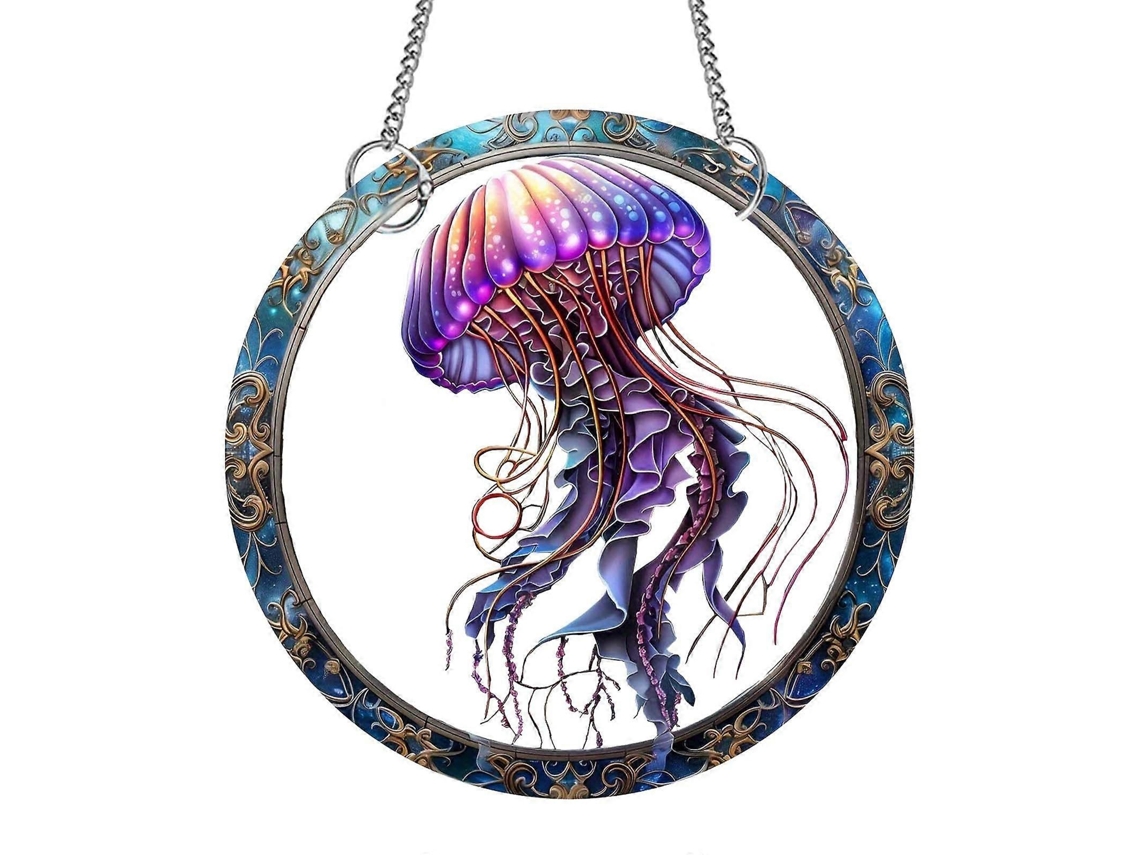 Atrapa medusas circular de acrílico de 20 cm para colgar en la ventana, decoración para el hogar y el jardín durante todo el año de Rosewell