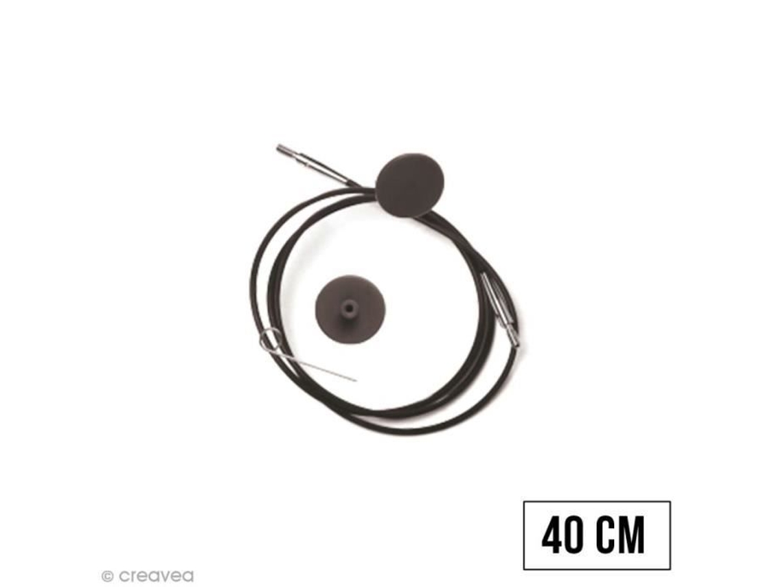 Cable de aguja intercambiable Knitpro n.° 20 de 40 cm, color negro. Accesorio esencial Knit Pro.