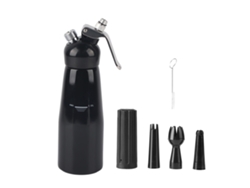 Dispensador De Crema Batida De Aluminio Negro De 500 Ml Para Pasteles, Café Y Capuchino Con Boquillas.