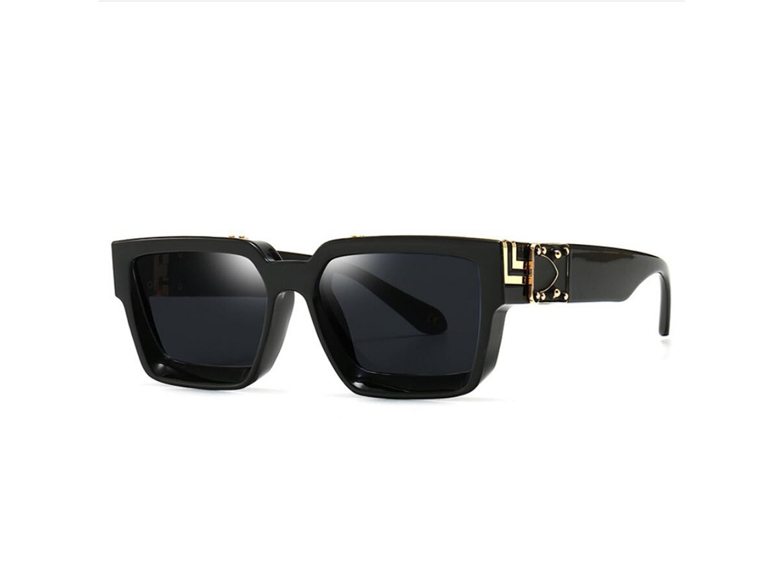 Gafas de sol rectangulares con diseño exclusivo para ciclismo, con lentes de policarbonato degradado MDUG (dorado y negro)