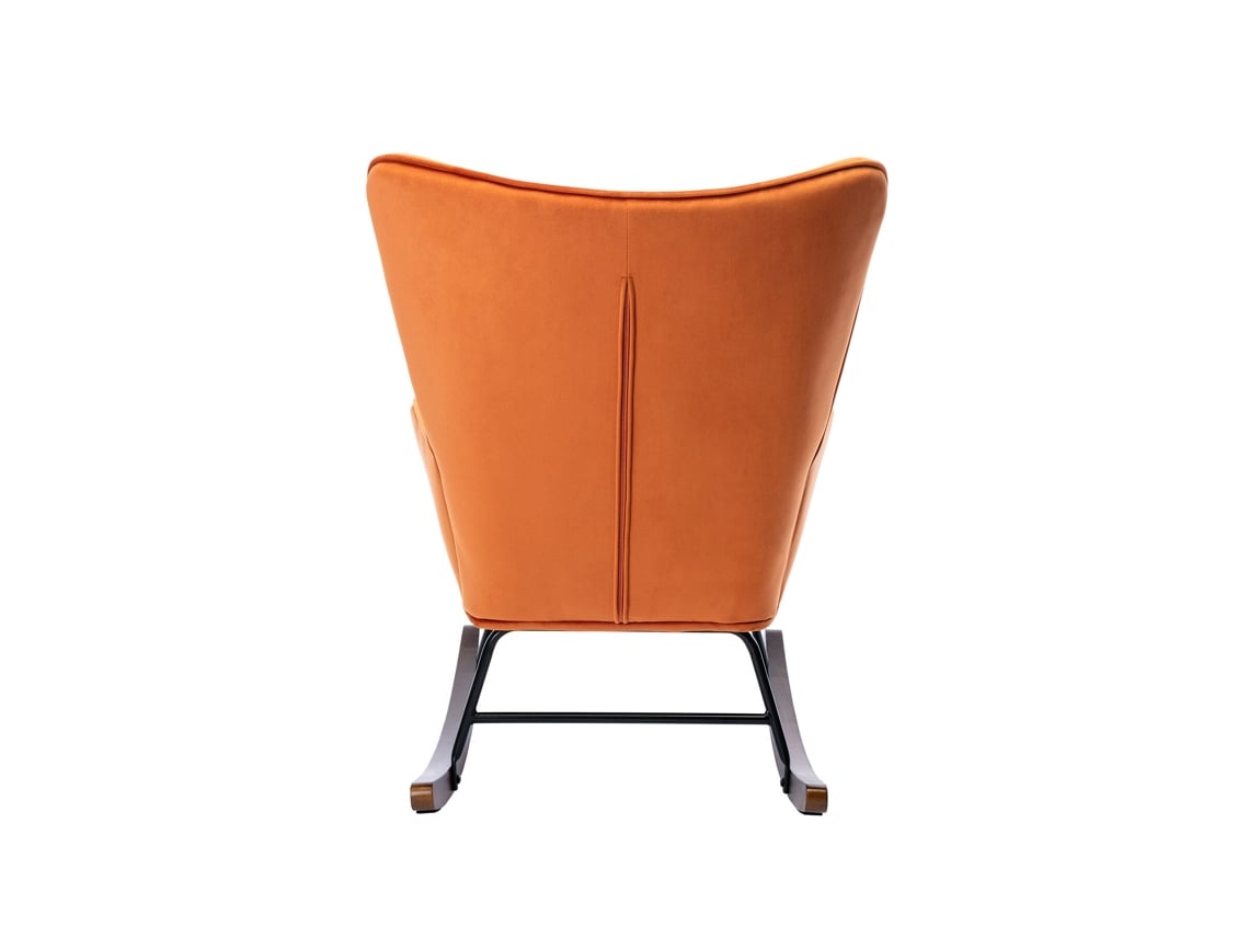 Silla mecedora mecedora de terciopelo con estructura de metal y base de  madera, silla tapizada para salón silla retro silla caramelo