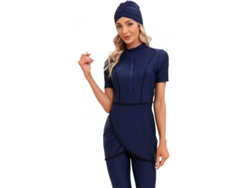 Traje De Baño Burkini Corto Y Modesto Para Mujer Musulmana Con Cremallera Frontal Xvb 2023