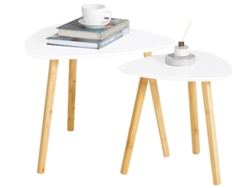 Conjunto 2 Mesas de Centro SOBUY FBT74-W (MDF y Bambú - 52x52x45 cm)