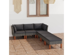 Conjunto de jardín de 6 piezas con cojines de mimbre gris de DKD Home Decor