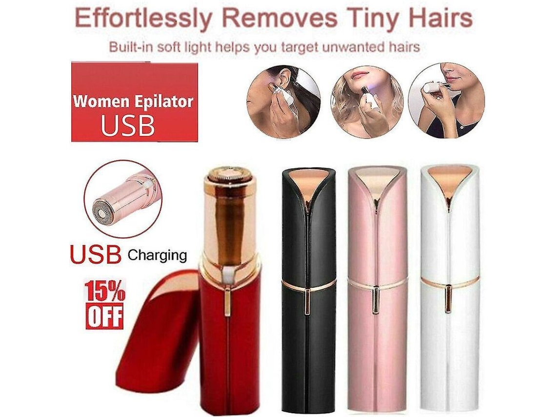Depilador Facial Perfecto, Recargable Por Usb, Chapado En Oro De 18 Quilates.