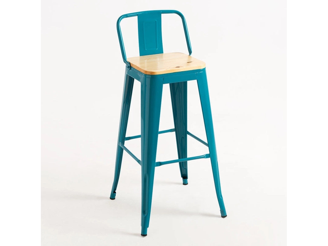 DUDECOR Taburete Leeds Con Respaldo Verde Azulado