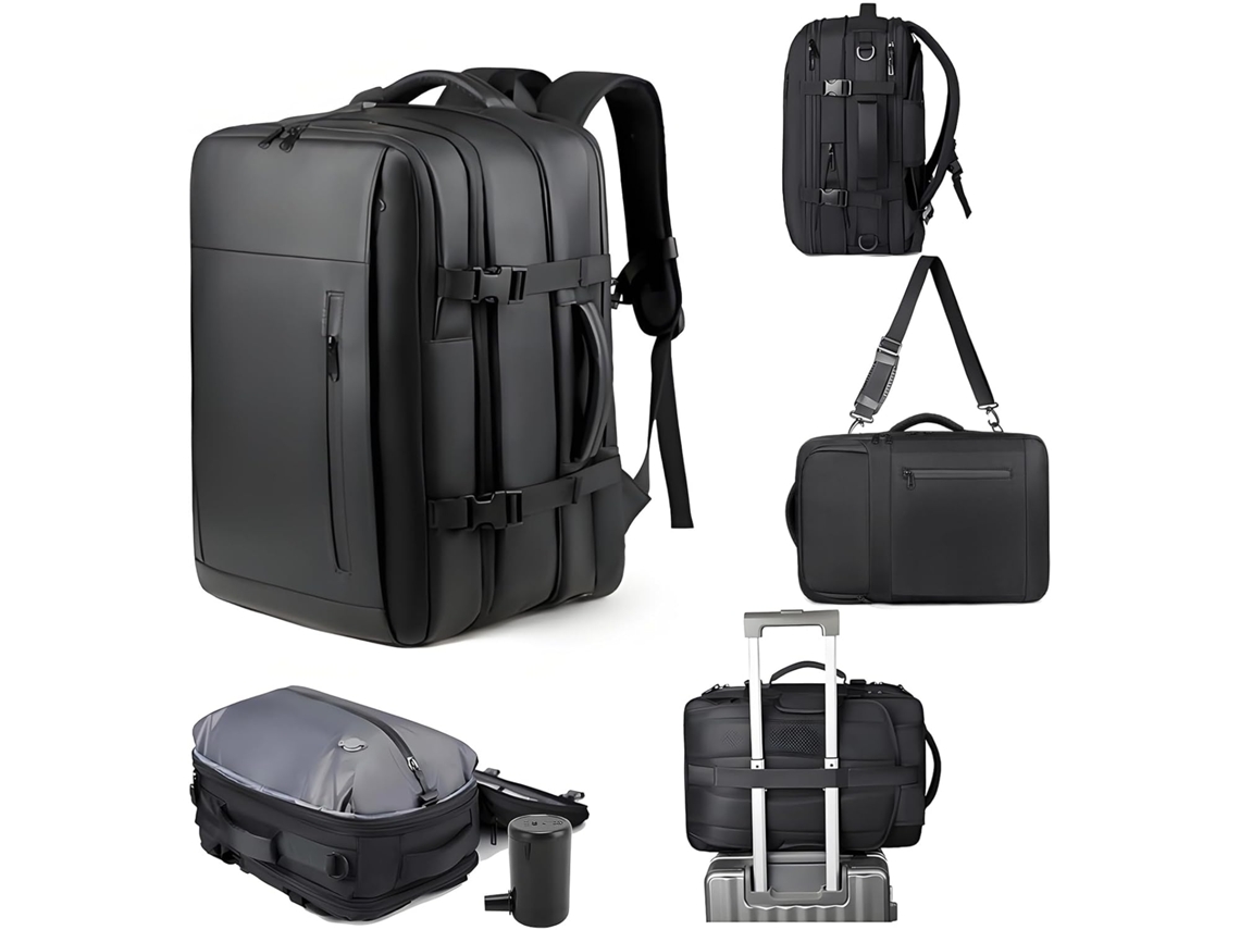 Mochila grande de viaje con bomba de vacío, expandible de 36 a 55 litros, impermeable, para portátiles y componentes de ordenador.