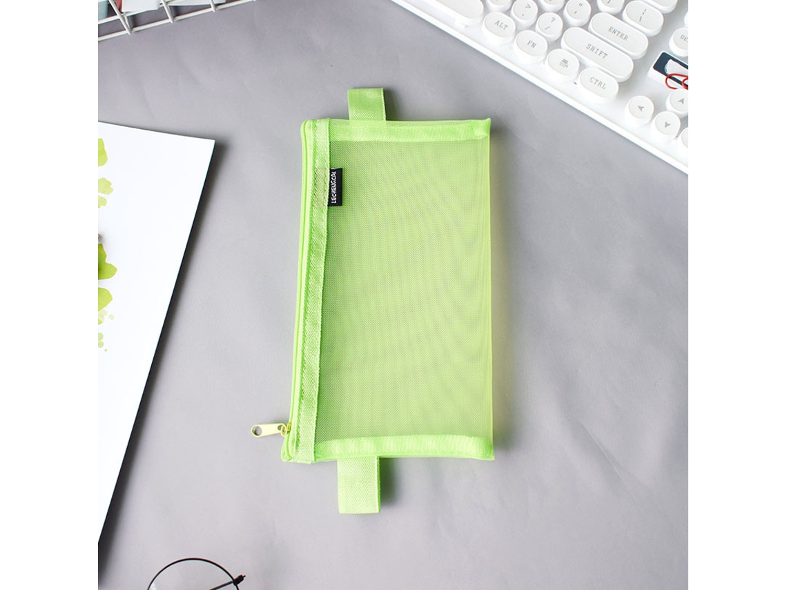 Papelería De Examen De Gran Capacidad, Bolsa De Lápices Con Rejilla Transparente B6, Color Verde Fluorescente SIURN