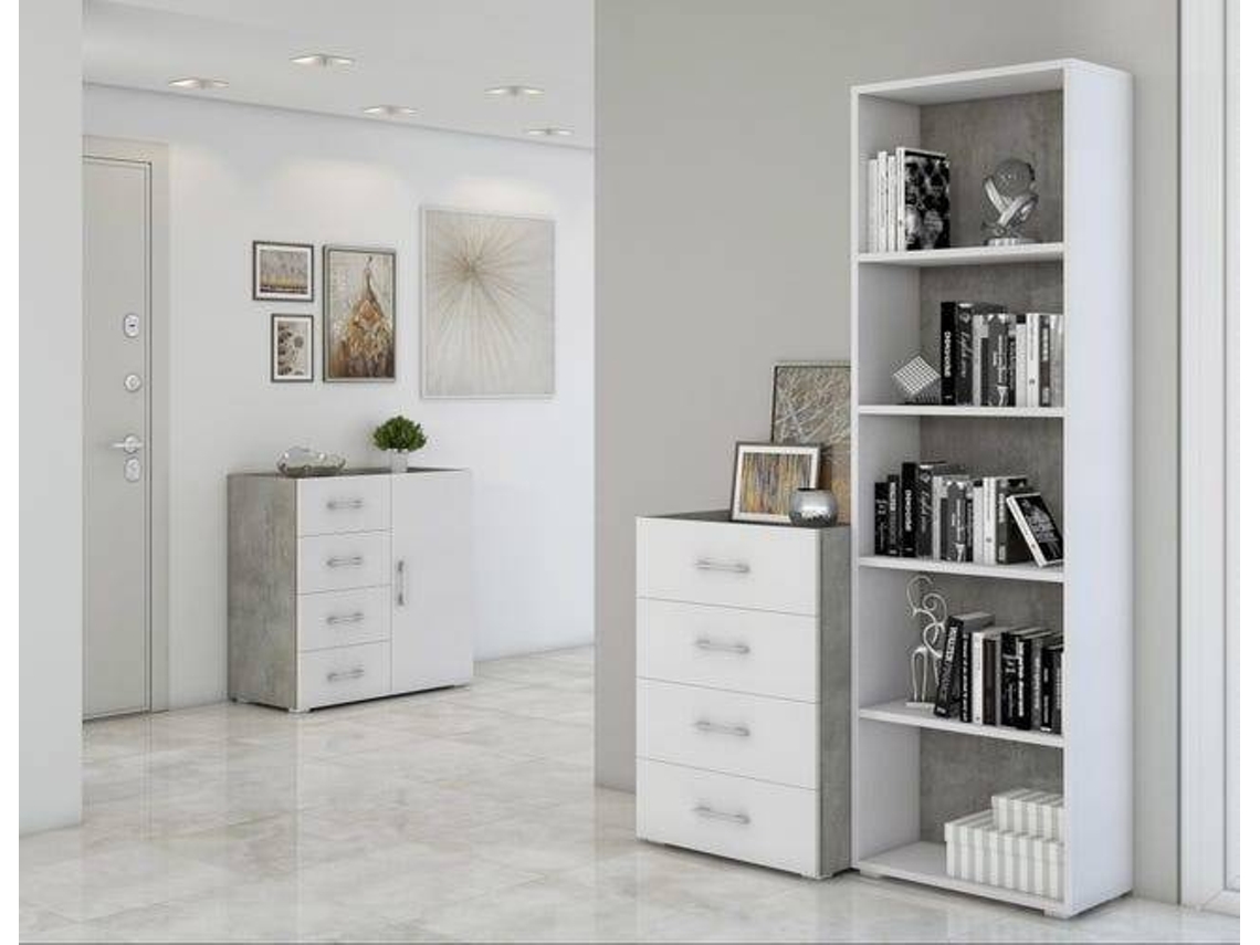 Estantería DMORA Gris (Melamina - 30x60x195 cm)