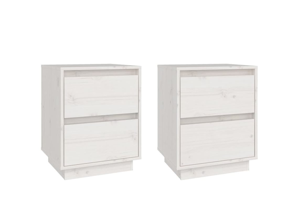 Juego de 2 mesitas de noche blancas de pino macizo MAISON EXCLUSIVE (40x35x50 cm)