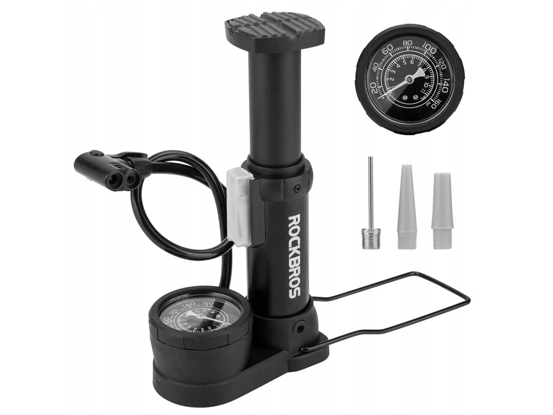 Bomba de bicicleta Rockbros con manómetro para bicicletas, válvula Schrader 42610002001