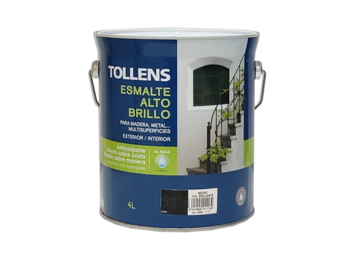 Esmalte Al Agua Alto Brillo 4 Lt (Negro)