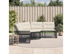 Sofá De Jardín | Sofá De Exterior Forma De L Con Cojines Reposapiés Ratán Pe Negro Wsd601385