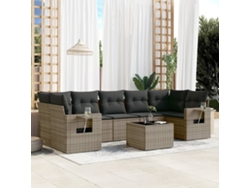 Conjunto de sofá de jardín de 8 piezas con cojines, ratán gris, DKD Home Decor