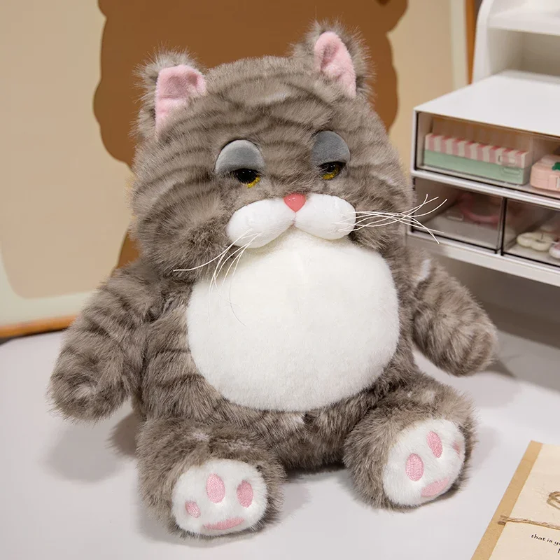 (caqui, 25 Cm) Peluche De Gato Regordete Y Suave, Ideal Para Decorar La Habitación.