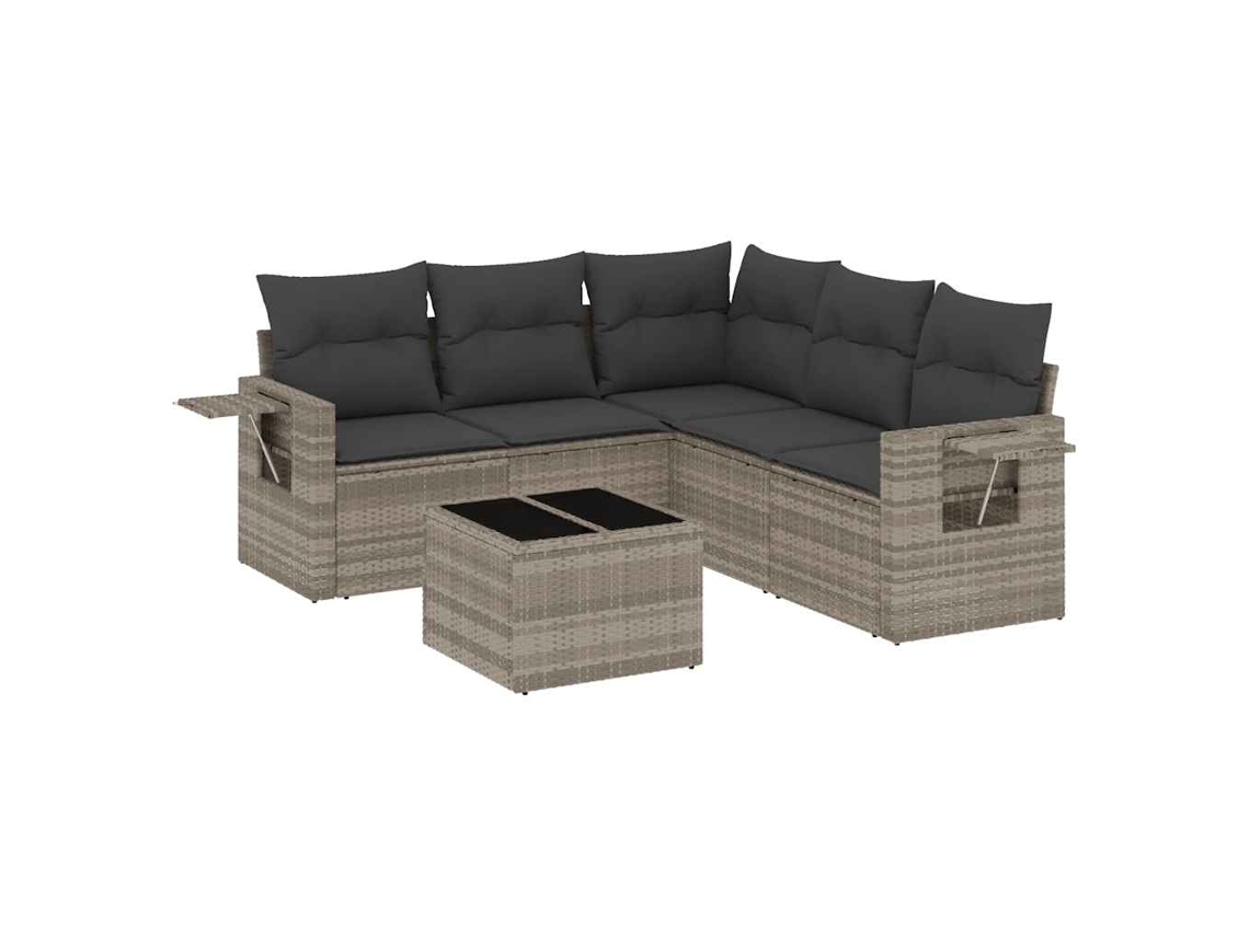 Maison Exclusive - Set De Sofás De Jardín 6 Pzas Y Cojines Ratán Sintético Gris