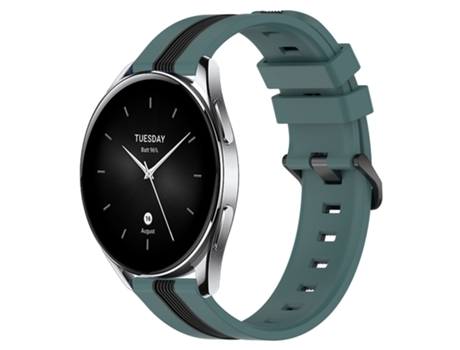 Correa de reloj inteligente para Xiaomi MI Watch S2 42 mm 22 mm Correa de reloj de silicona vertical de dos colores (verde + negro)