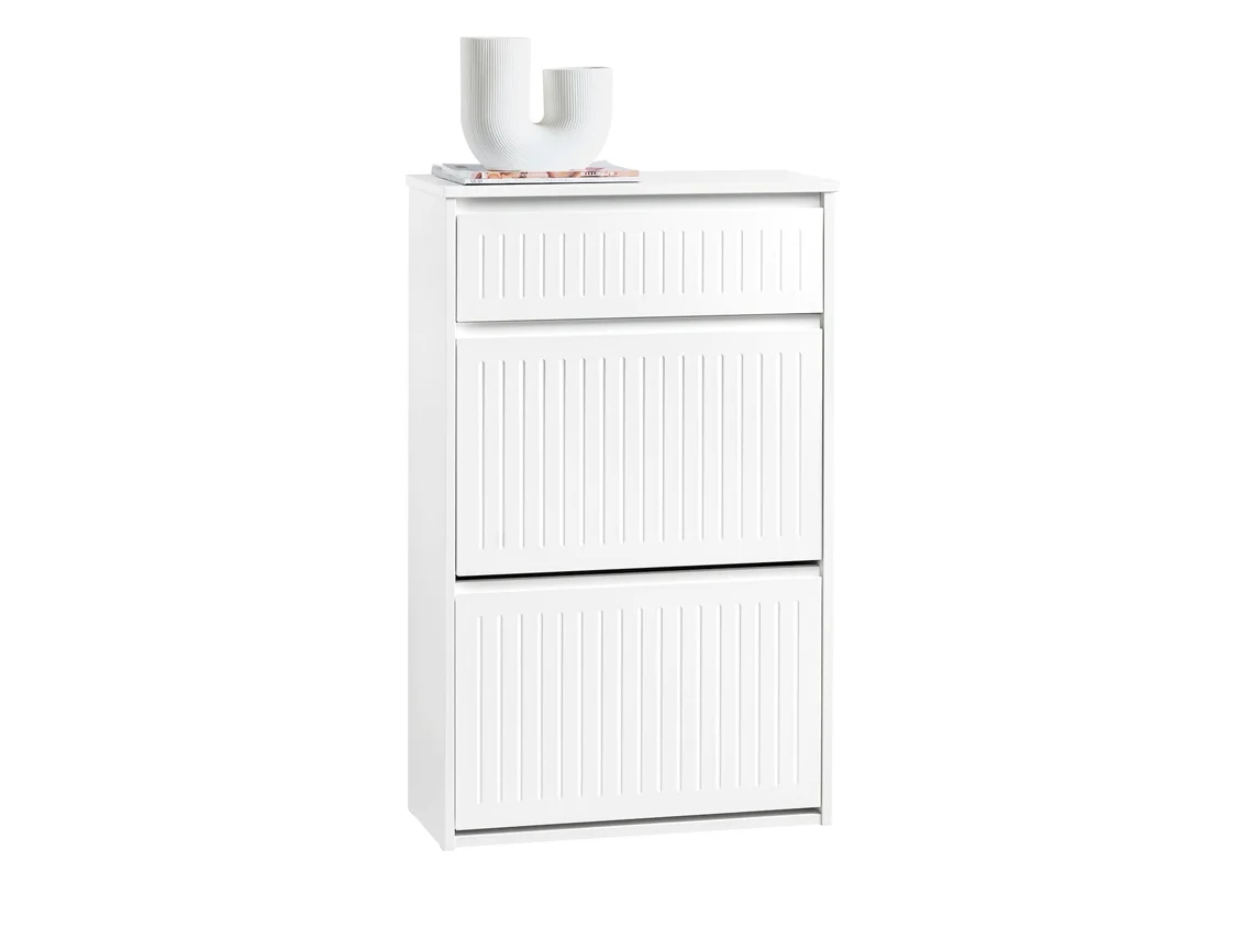 SOBUY FSR165-W Zapatero Con 2 Solapas Y 1 Cajón Blanco 61 X 26 X 100 Cm