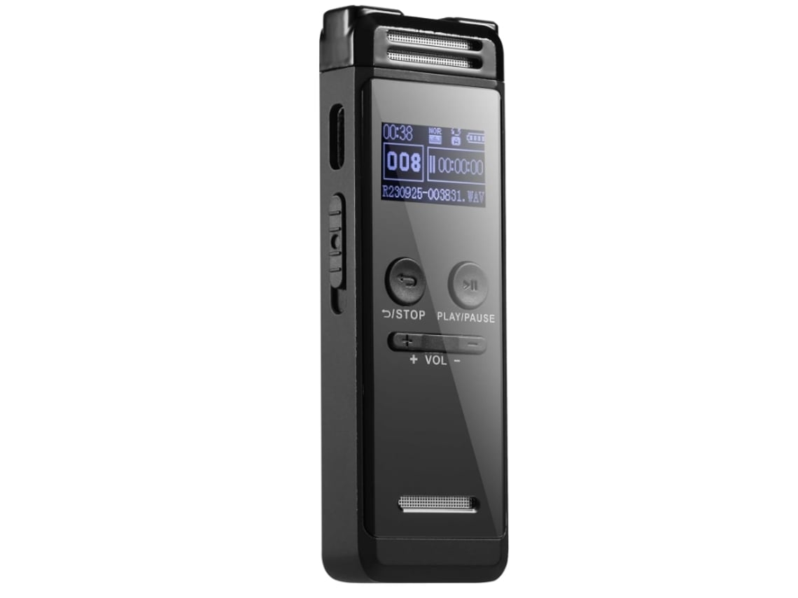 Grabadora de voz digital de 64 GB Mini grabadora de voz mejorada Grabadora de audio pequeña con protección por contraseña Mp3 y USB Negro YEMAESRE