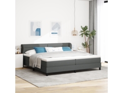 Cama Box Spring Con Colchón Tela Gris Oscuro 200x200 Cm