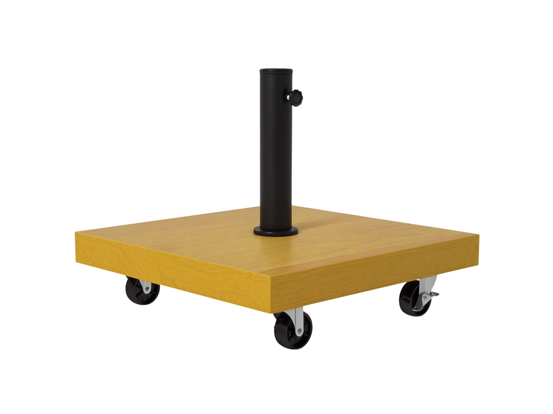 Base cuadrada para sombrilla, capacidad de carga 25 kg, metal, 4 ruedas, 45 x 45 x 36,5 cm.