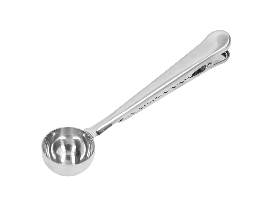 Cuchara Medidora De Café 2 En 1 Clip De Sellado Acero Inoxidable Diseño Profundo Herramientas Prácticas Para Café Plata