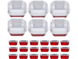 Tapa Para Té, Ideal Para Picnic, Juego De 40 Cajas De Aluminio Desechables De 300 Ml Con Tapa Roja.