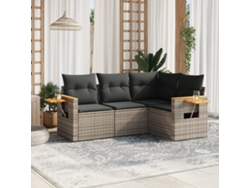 Conjunto de sofás de jardín de 4 piezas DKD Home Decor con cojines de mimbre gris