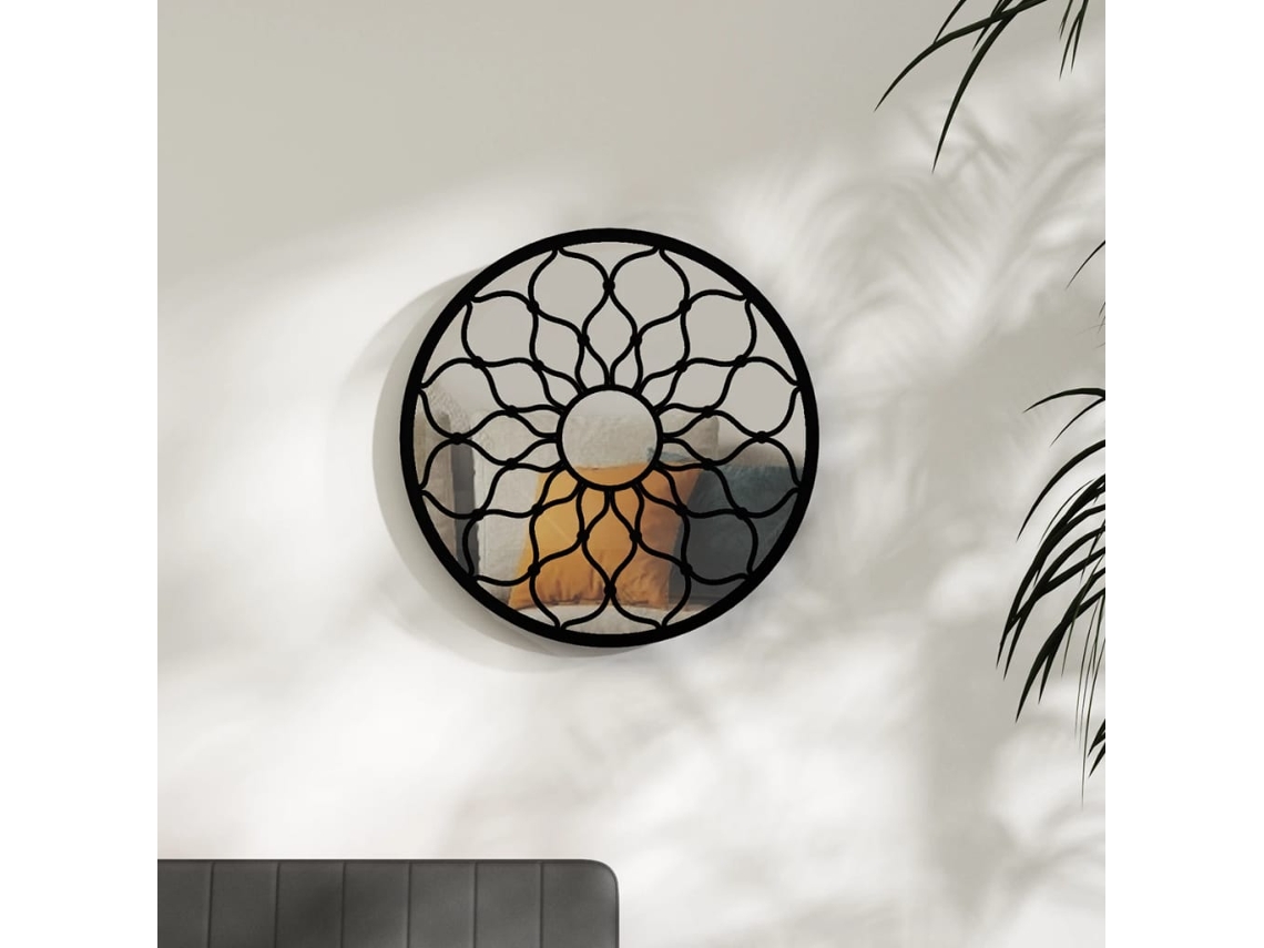 Espejo redondo de hierro para uso interior, 60x3 cm, negro, HARLANV1