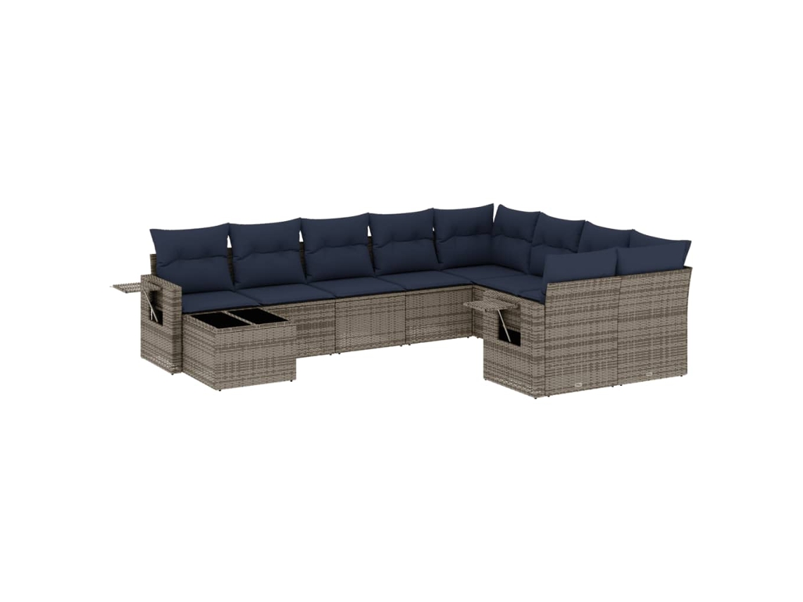 Maison Exclusive - Conjunto De Sofá De Jardín De 10 Piezas Con Cojines, Poliratán Gris