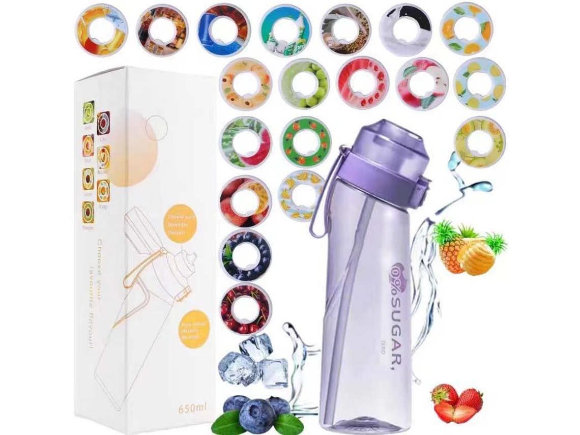 Botella De Agua Deportiva De 650 Ml Sin Bpa Con 19 Cápsulas De Sabores Aleatorios (púrpura Transparente) Chrui