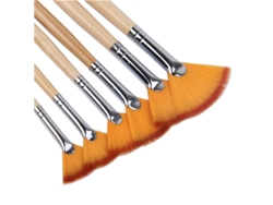 Juego de 6 pinceles de nailon MDUG con forma de abanico doble para bellas artes y pintura al óleo