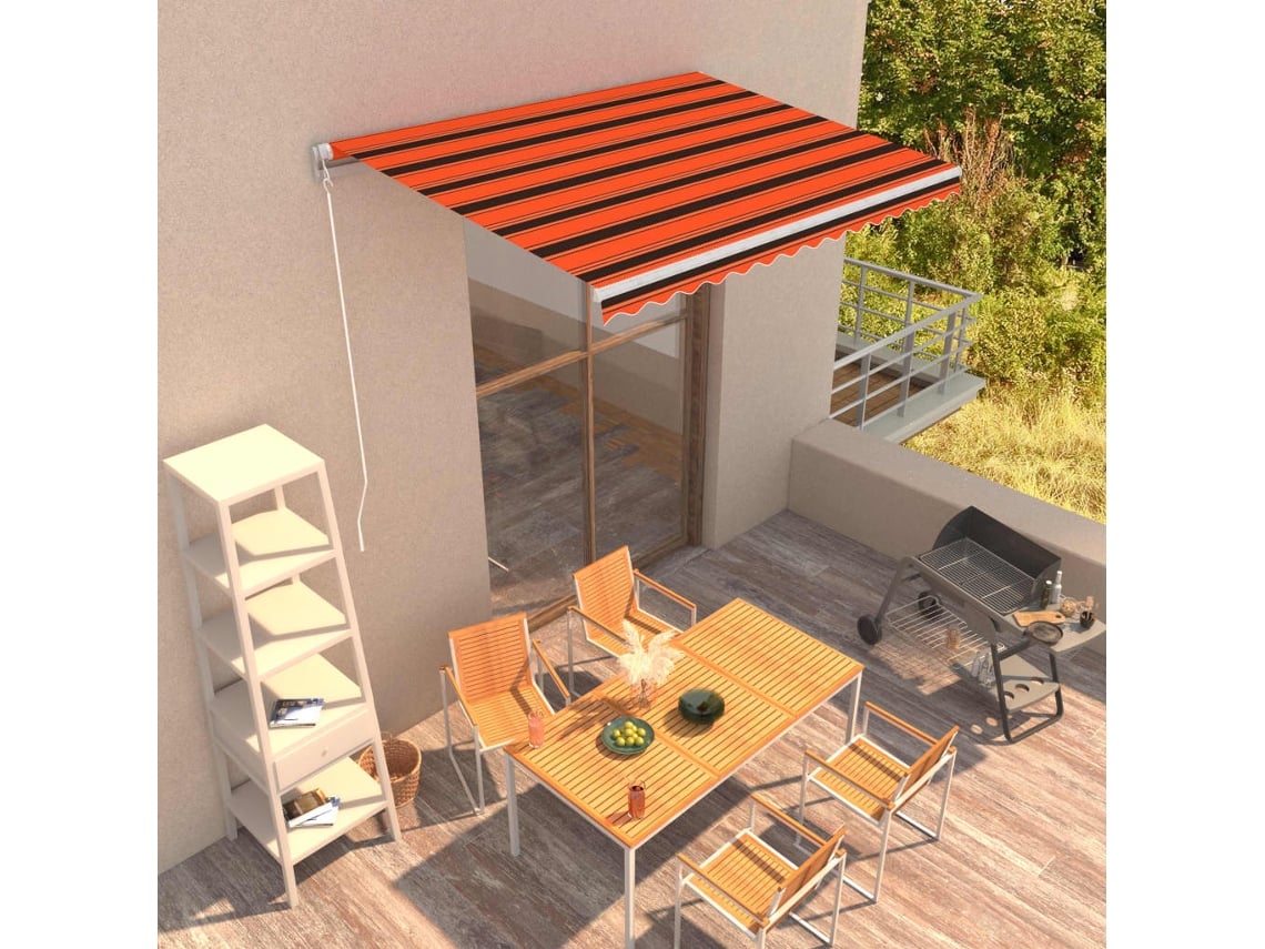 Toldo retráctil manual 350x250 cm naranja y marrón Dkd Home Decor