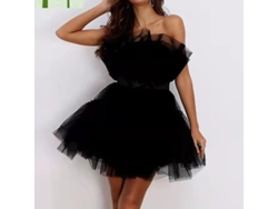 Vestido Corto De Tul Y Malla Sin Mangas Para Mujer, Estilo Princesa, Ideal Para Fiestas, Ocasiones Informales, Invierno Y Primavera.