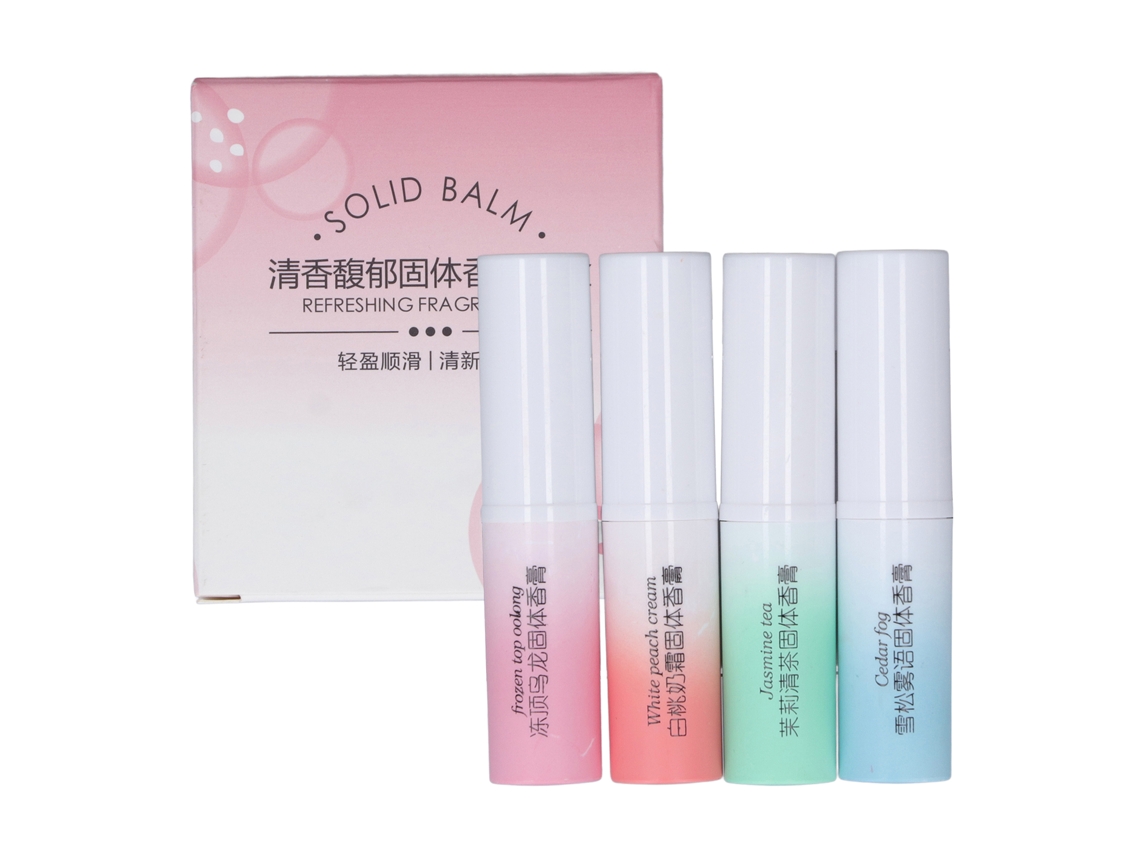 Set De 4 Perfumes Sólidos Florales Frutales Con Fragancia Ligera, Refrescante Y Duradera 0.1oz