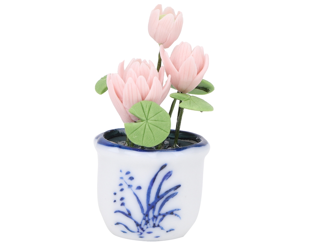 Miniatura De Flor De Lótus Para Casinha De Bonecas 1/12 Decoração Em Cerâmica E Argila